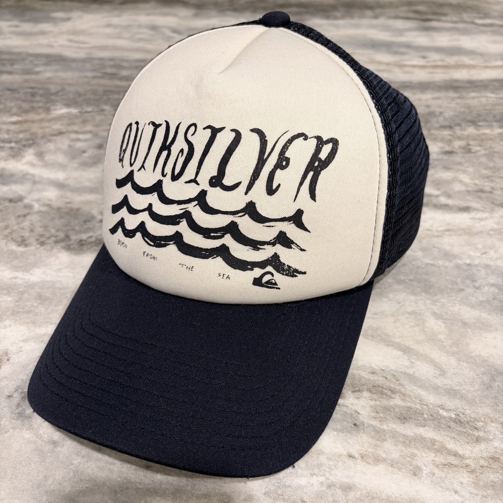 Quiksilver Trucker Hat Black White Snapback Surf Beach Cap One Size